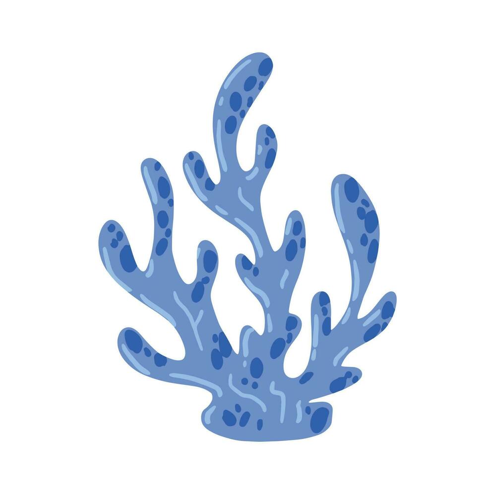 Coral reef underwater plants. Aquarium, ocean and undersea decoration isolated on white background. Cartoon vector illustration