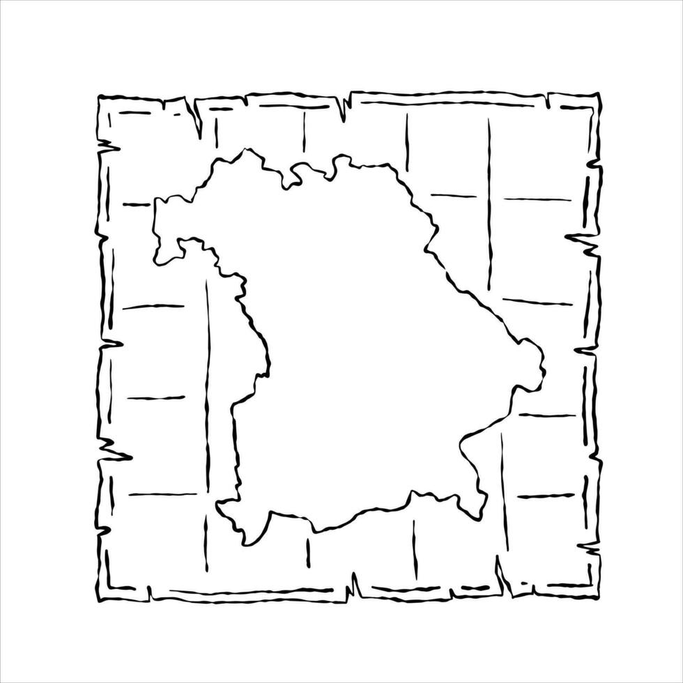 Map of Bavaria. Retro Vintage Political border of the German land. vector