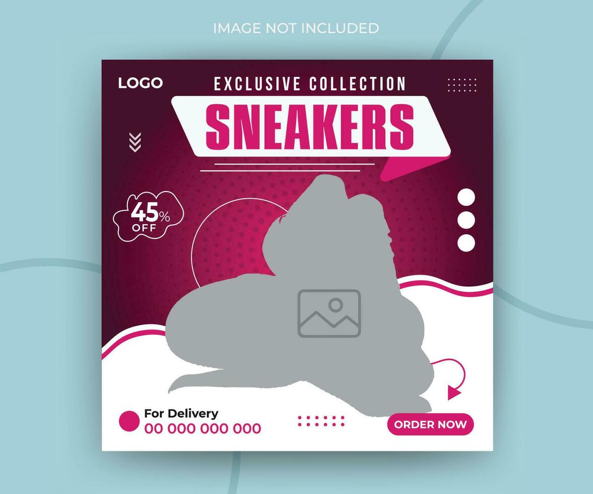 Exclusive collection shoes sale for social media post or square web banner template design vector