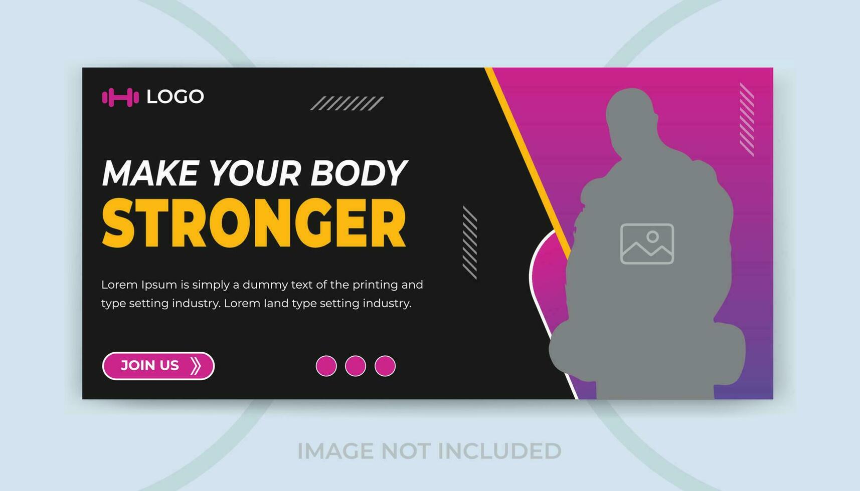 Gym or fitness social media online web ads banner and video thumbnail design template vector