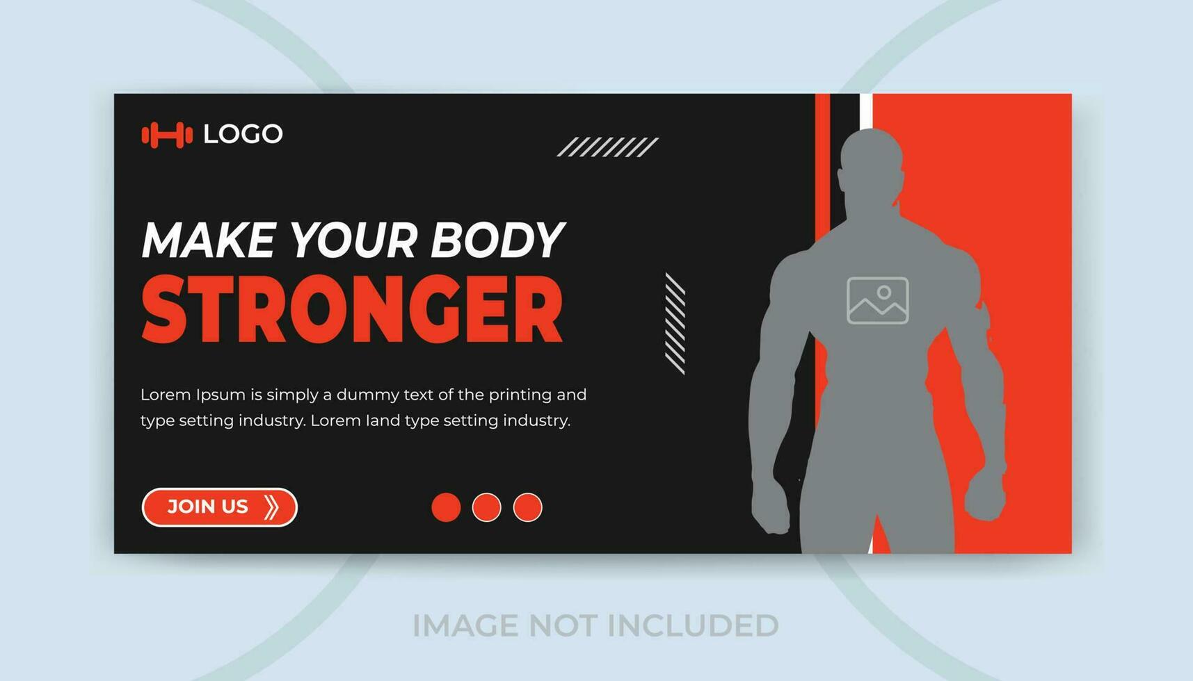 Gym or fitness social media online web ads banner and video thumbnail design template vector