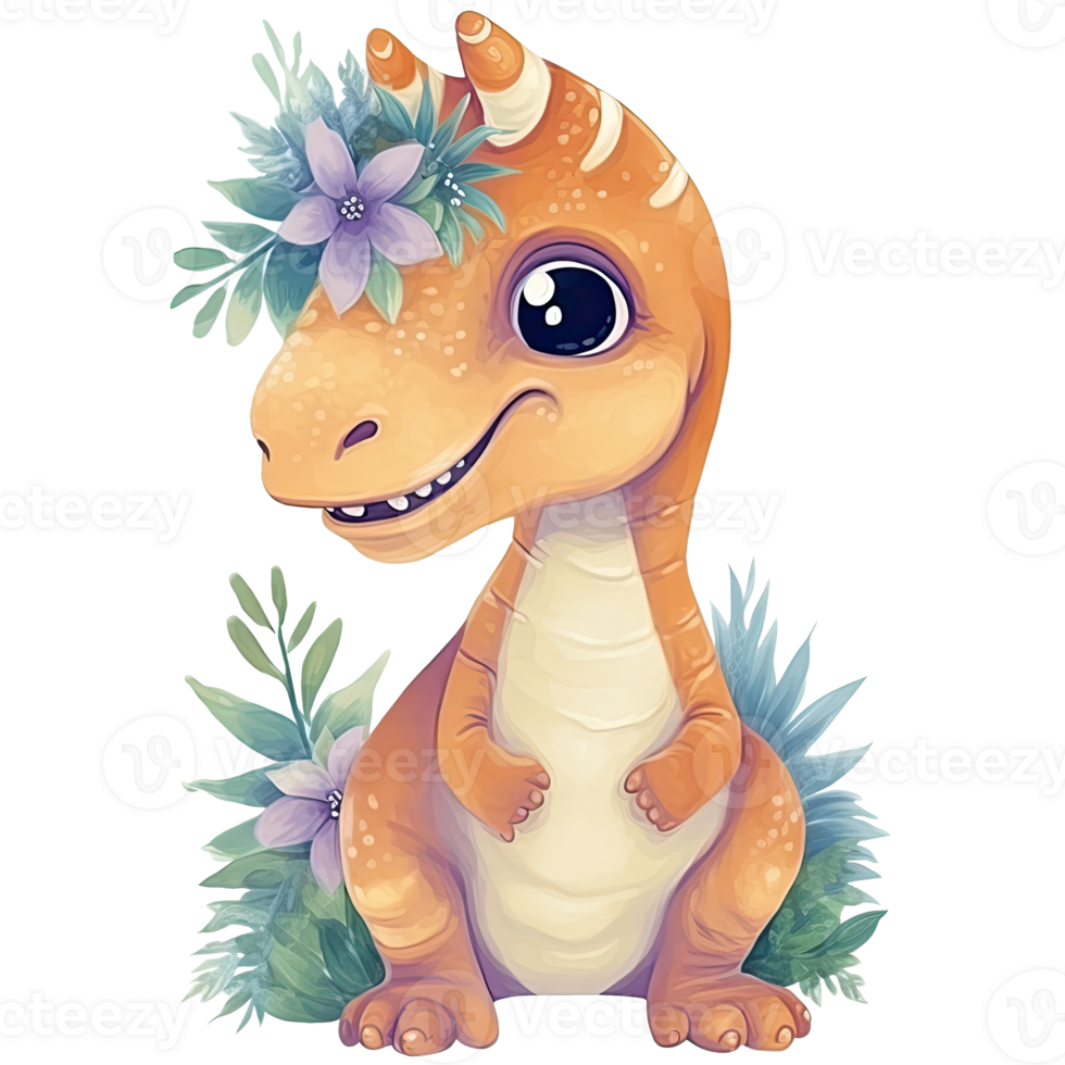 Cute Little Dinosaur, Primeval animal cartoon illustration, png