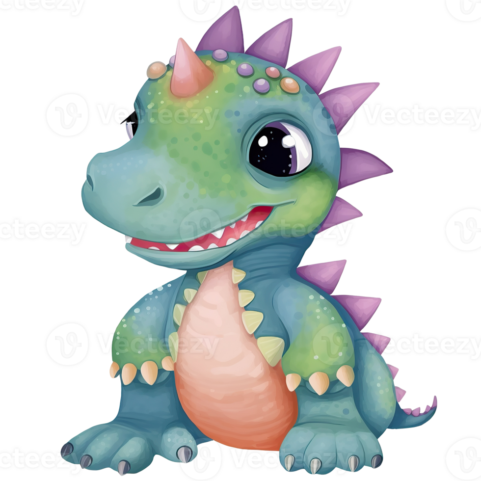 Cute Little Dinosaur, Primeval animal cartoon illustration, png