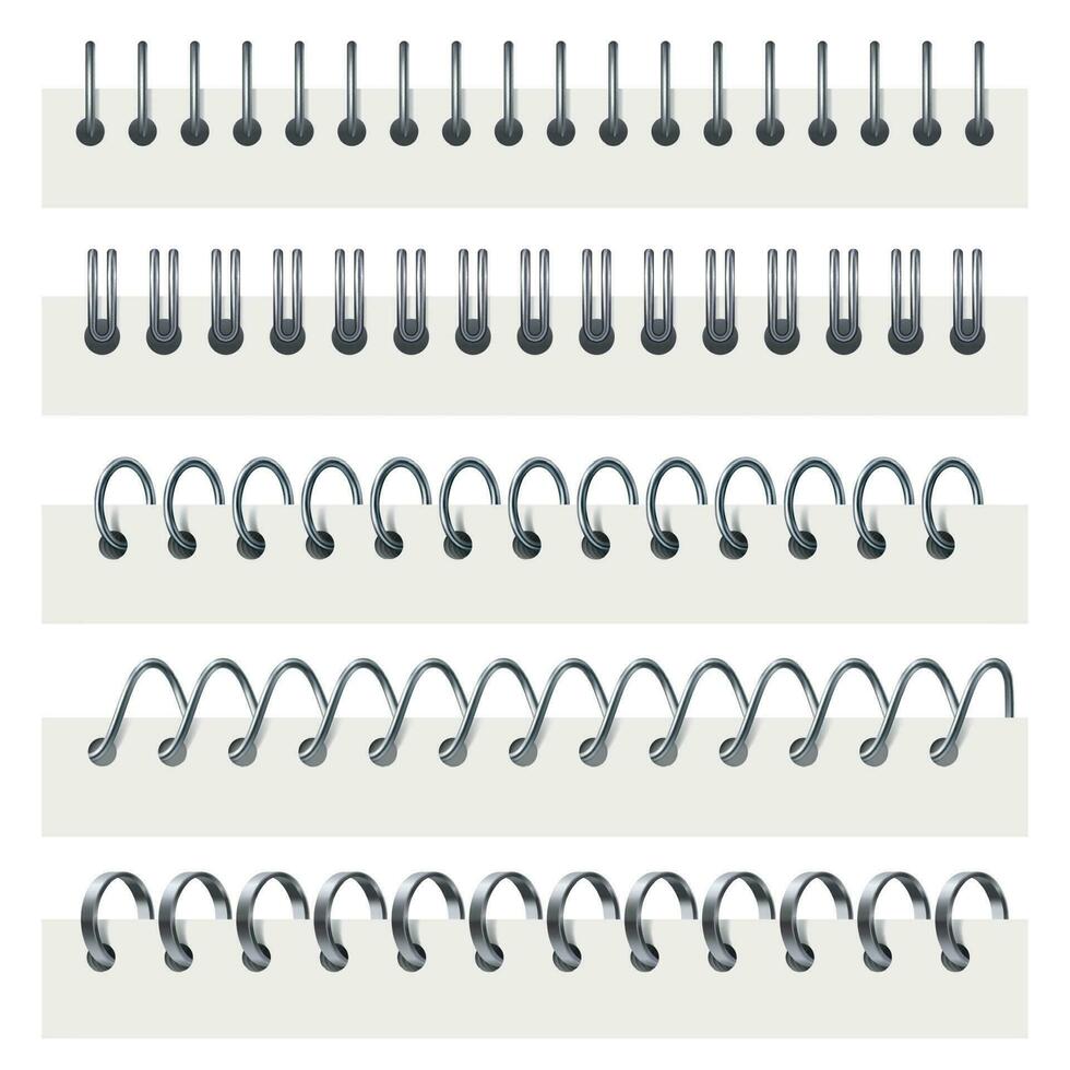 Notebook iron spiral. Metal ring spring, bind calendar mockup and binding notebooks spirals