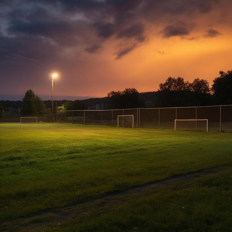 Soccer field evening view photo