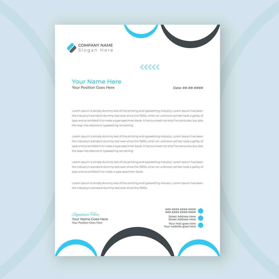 Clean and professional corporate company business letterhead template design with vector background