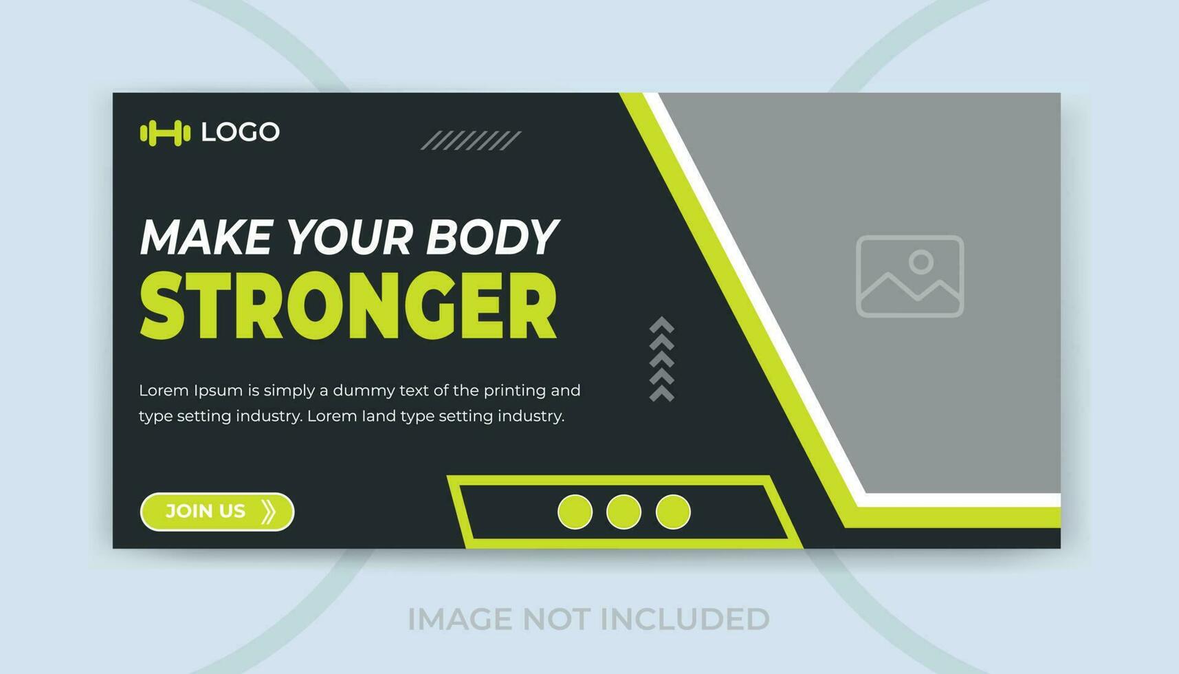 Fitness gym training social media web banner or video thumbnail template. gym agency social media timeline web banner vector