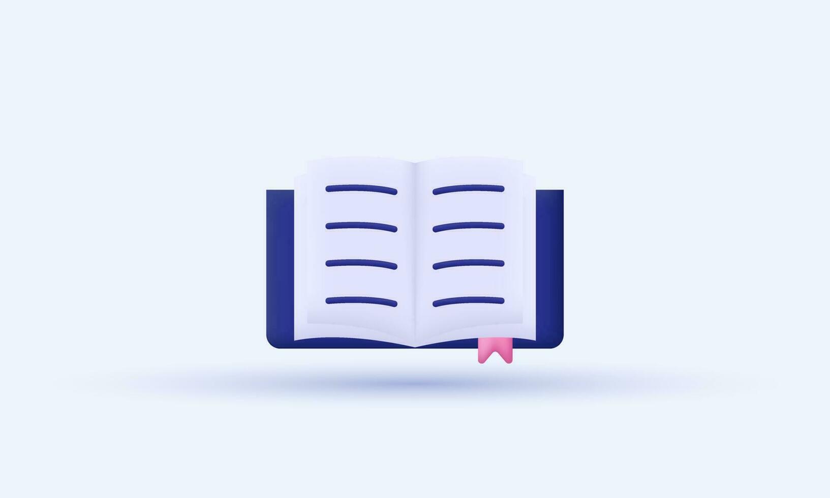 illustration creative open book diary white paper blank 3d icon vector symbols isolated on background
