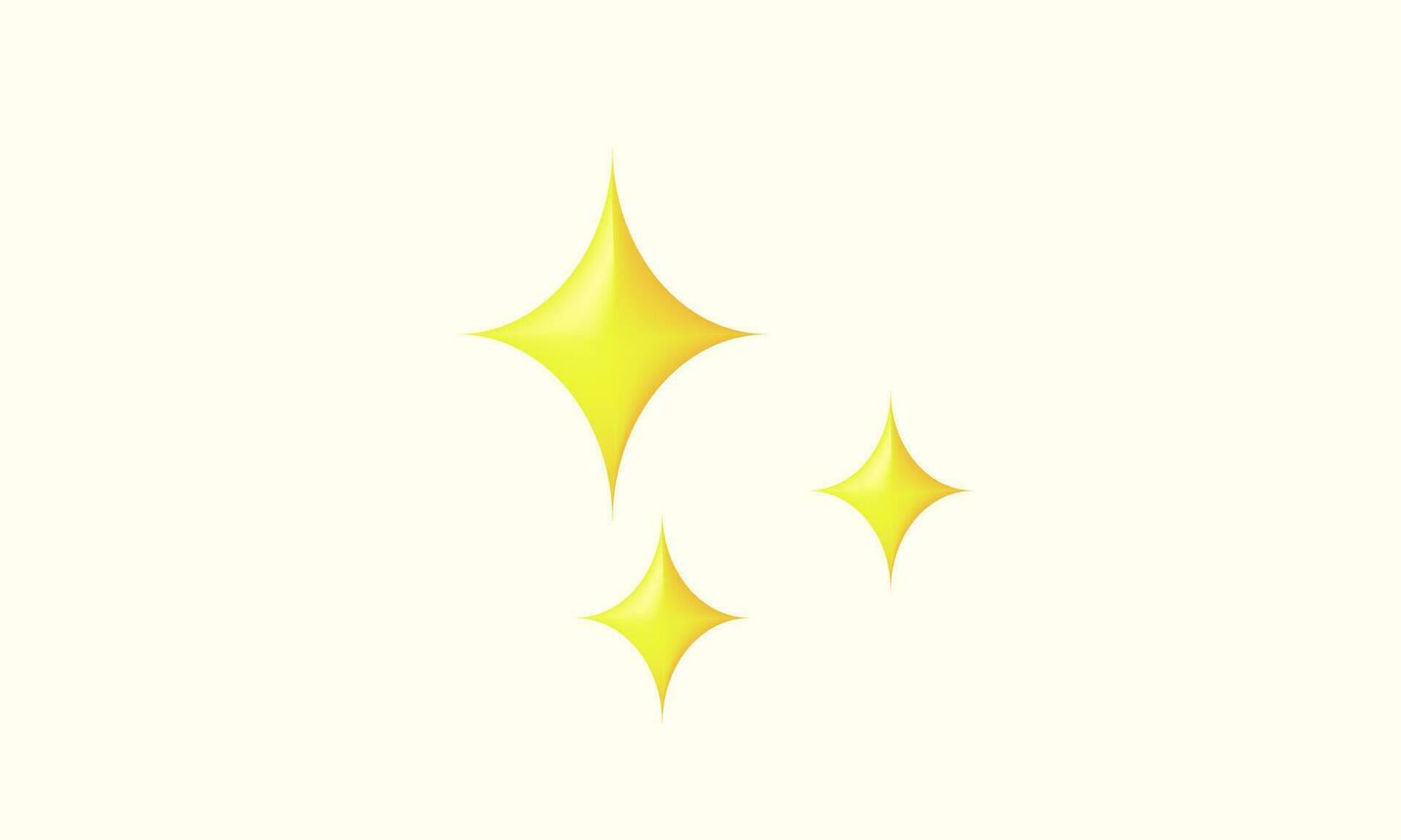 illustration creative three star yellow 3d vector icon symbols isolated on background