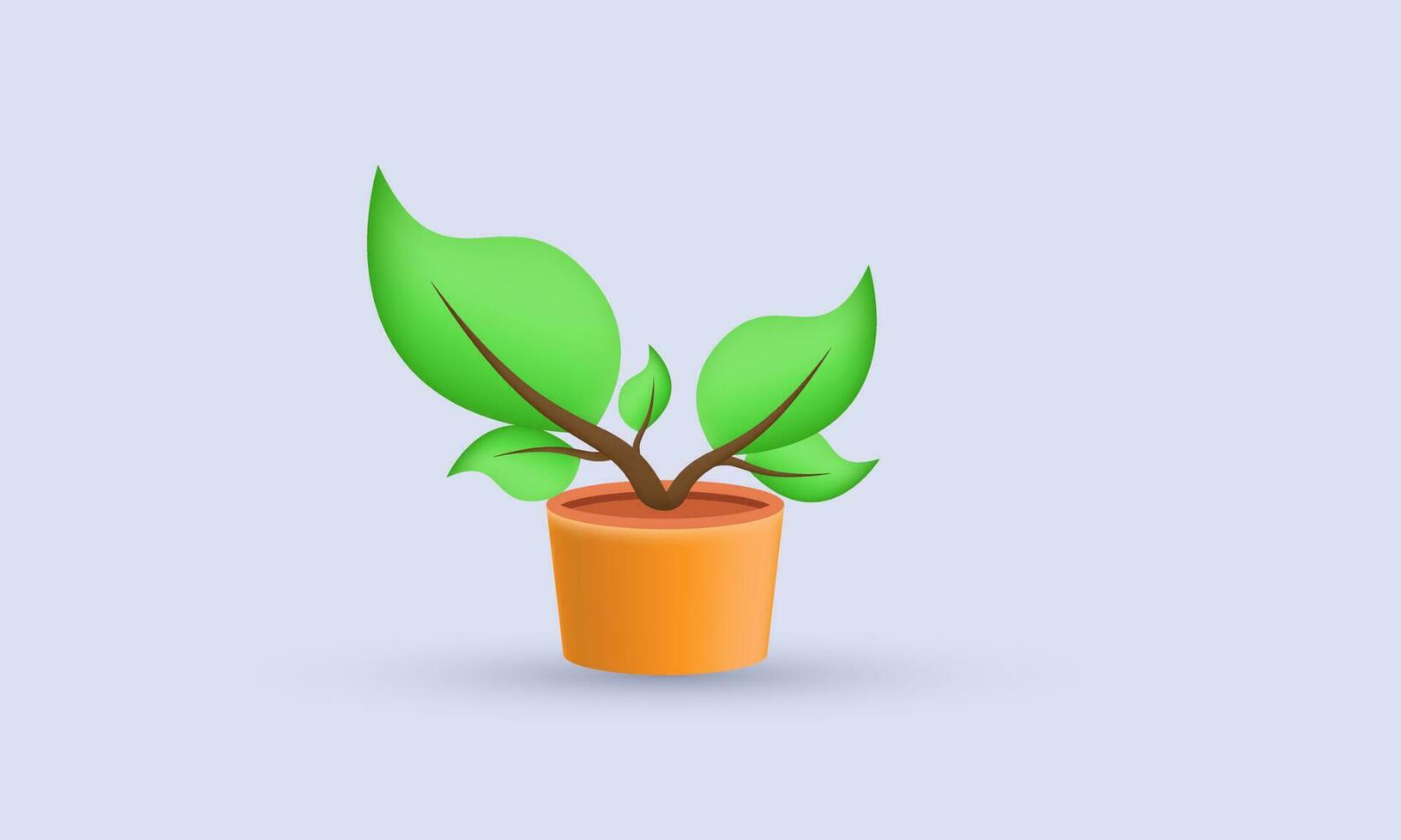 illustration modern plant leaves pot flower realistic vector icon 3d creative isolated on background