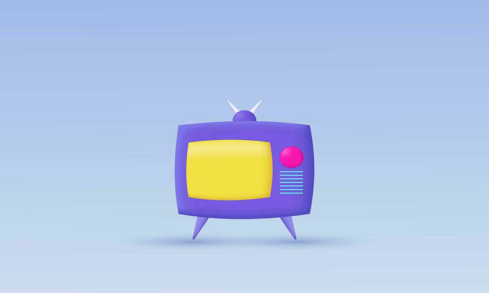 illustration creative tv plasticine cartoon 3d vector icon symbols isolated on background