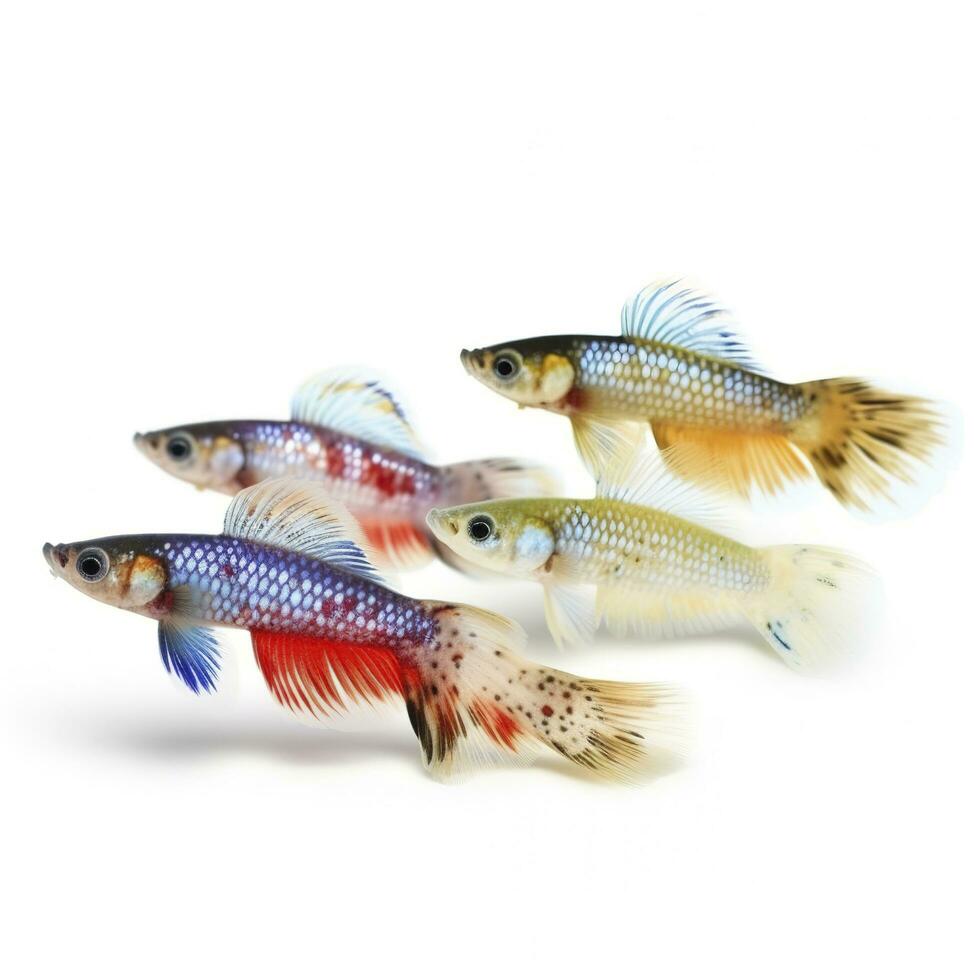 Guppies isolated on white background, generate ai photo