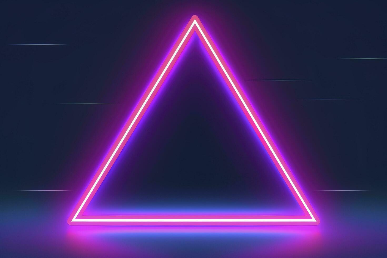 3d render, abstract fantasy background. Unique futuristic wallpaper with a triangular geometric shape glowing with pink red neon light, colorful, generate ai photo