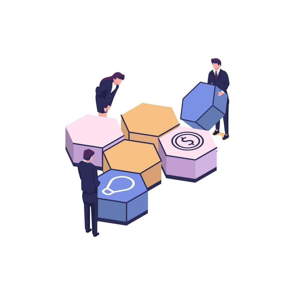design structure and mutual assistance flat style isometric vector design