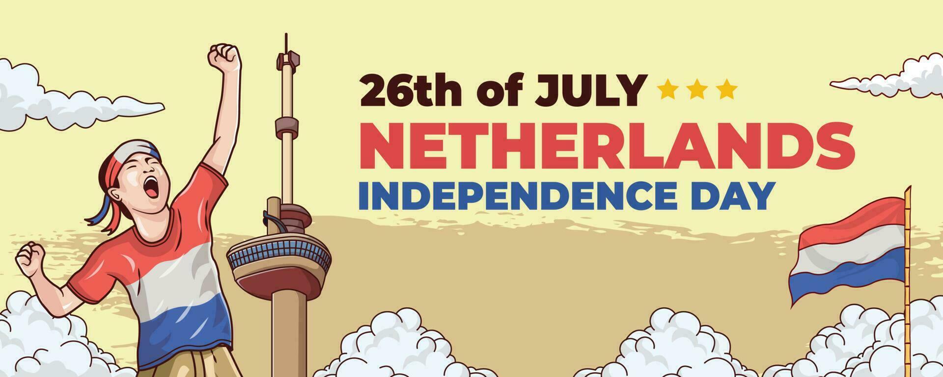 26th of july independence day of the netherlands background vector