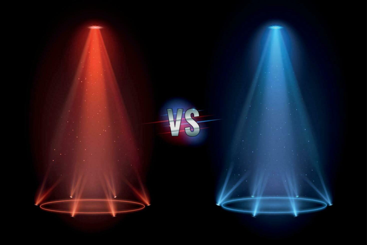 Versus flooring. Battle projector shining pedestal floor for vs boxing confrontation match. Vector illustration