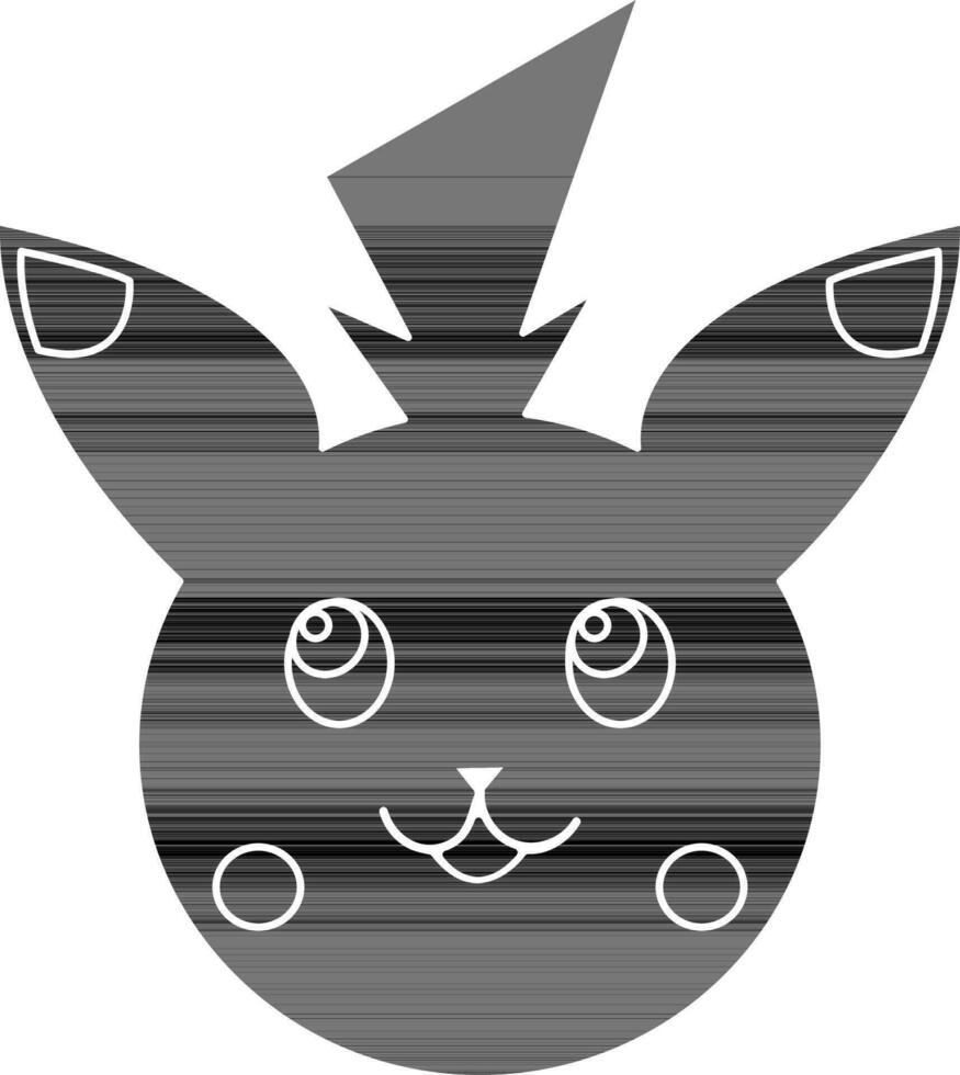 Pikachu in black and white color. vector