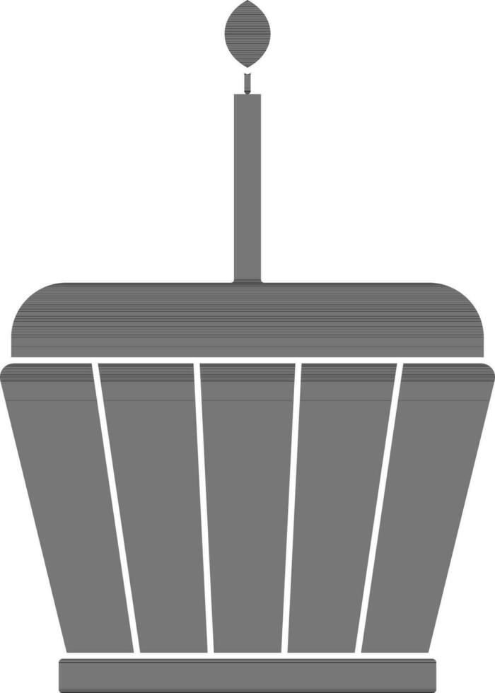 black and white cupcake with burning candle. vector