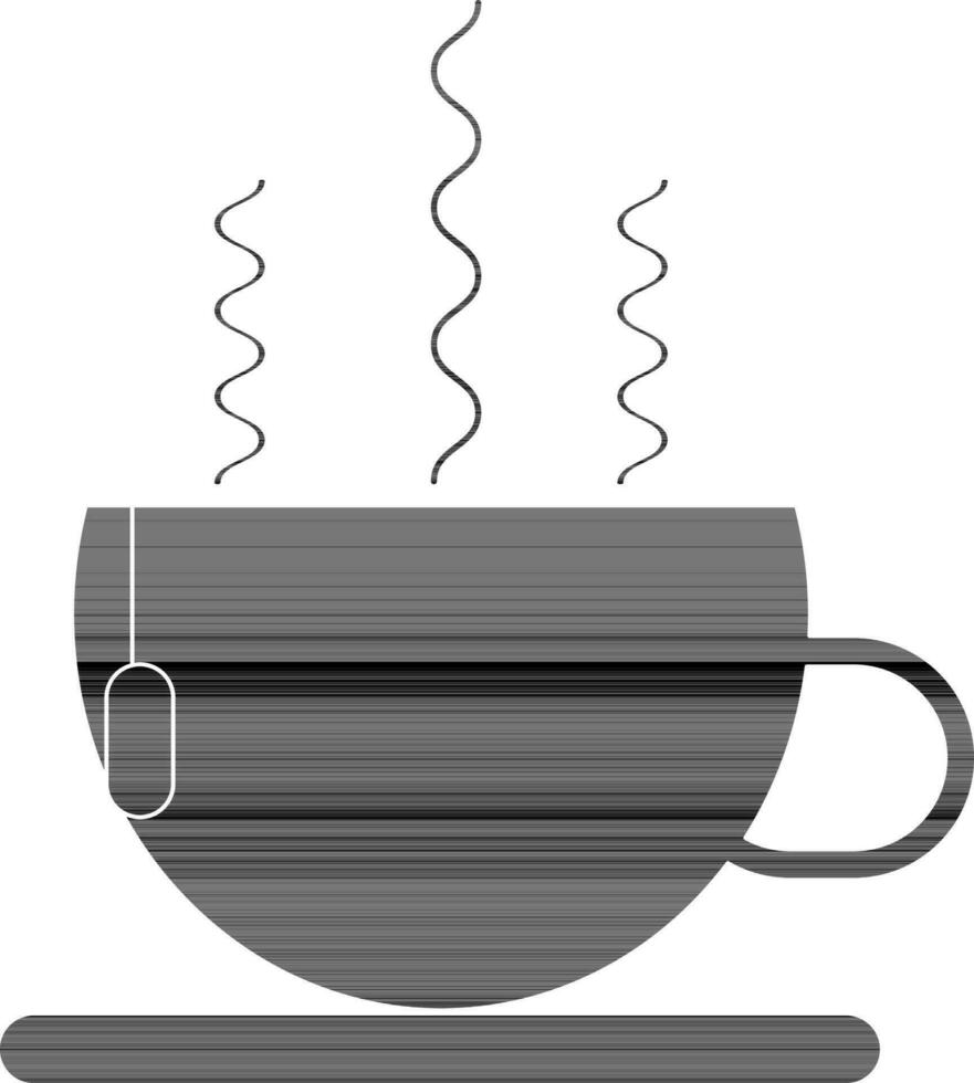 black and white tea bag in hot cup. vector