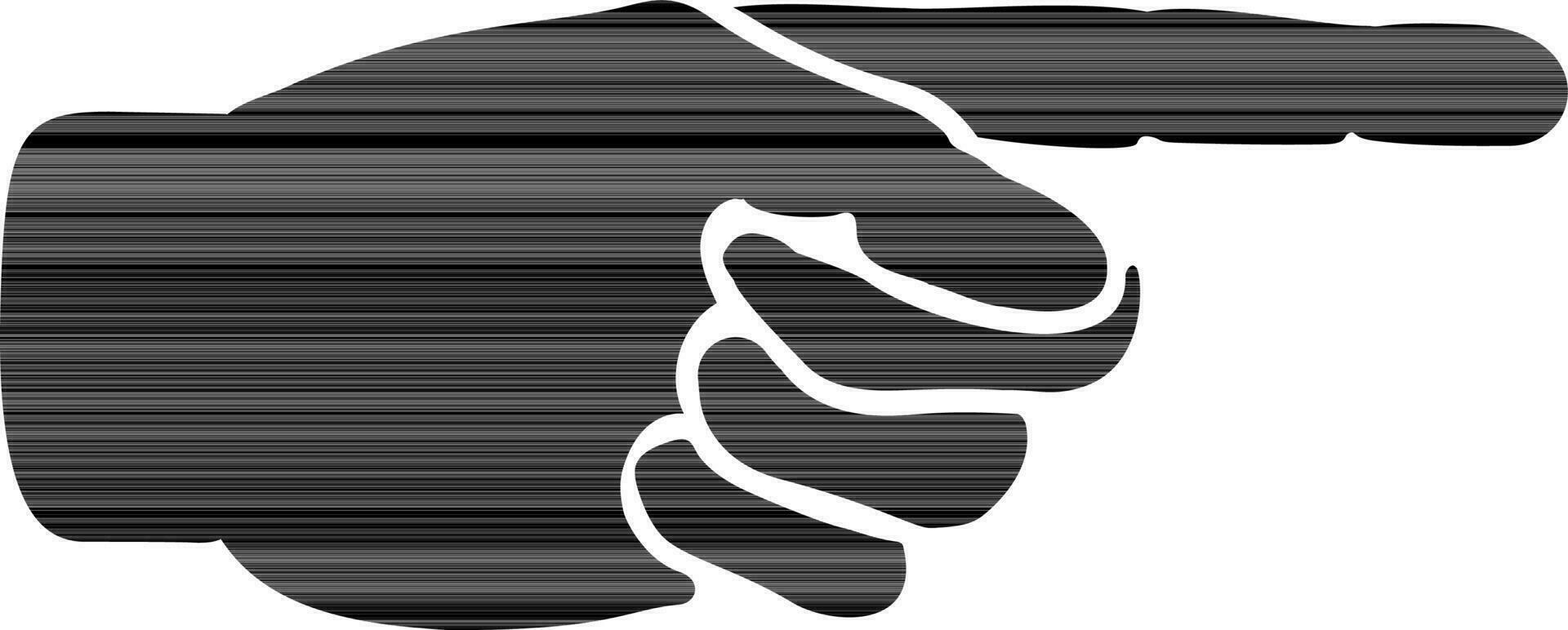 negro y blanco icono de señalando dedo en plano estilo. vector