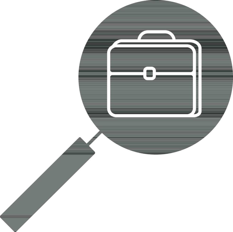 black and white briefcase in magnifying. vector