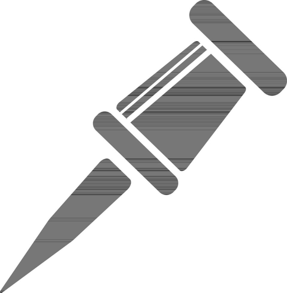 Flat icon of push or document pin in black and white color. vector