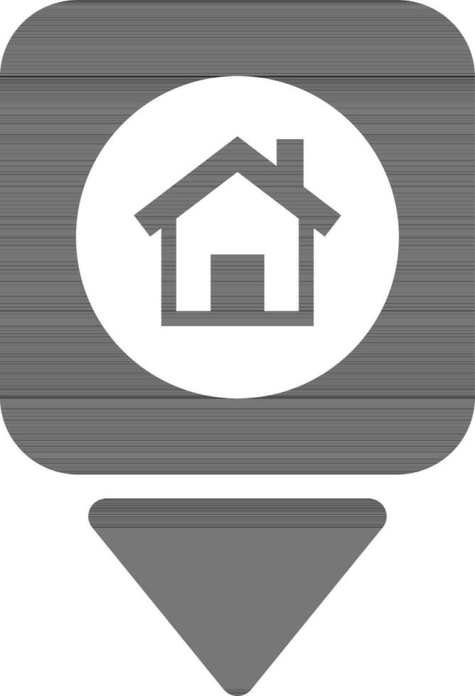 Home pin location icon in black and white color. vector