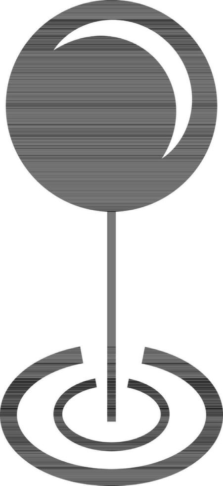 Flat icon of push pin in black and white color. vector