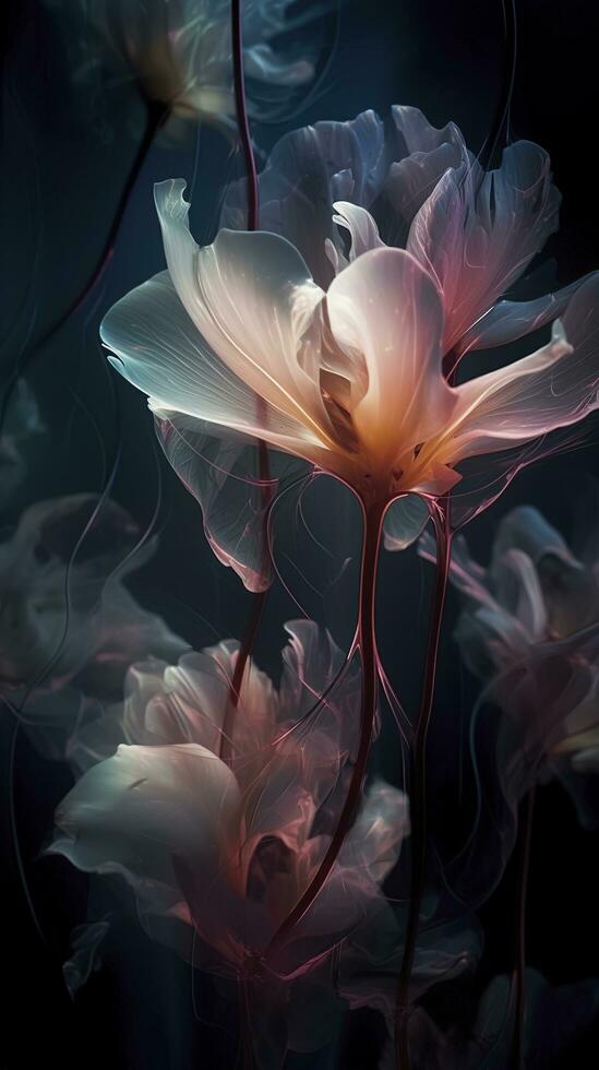 abstract ethereal flowers , generat ai photo