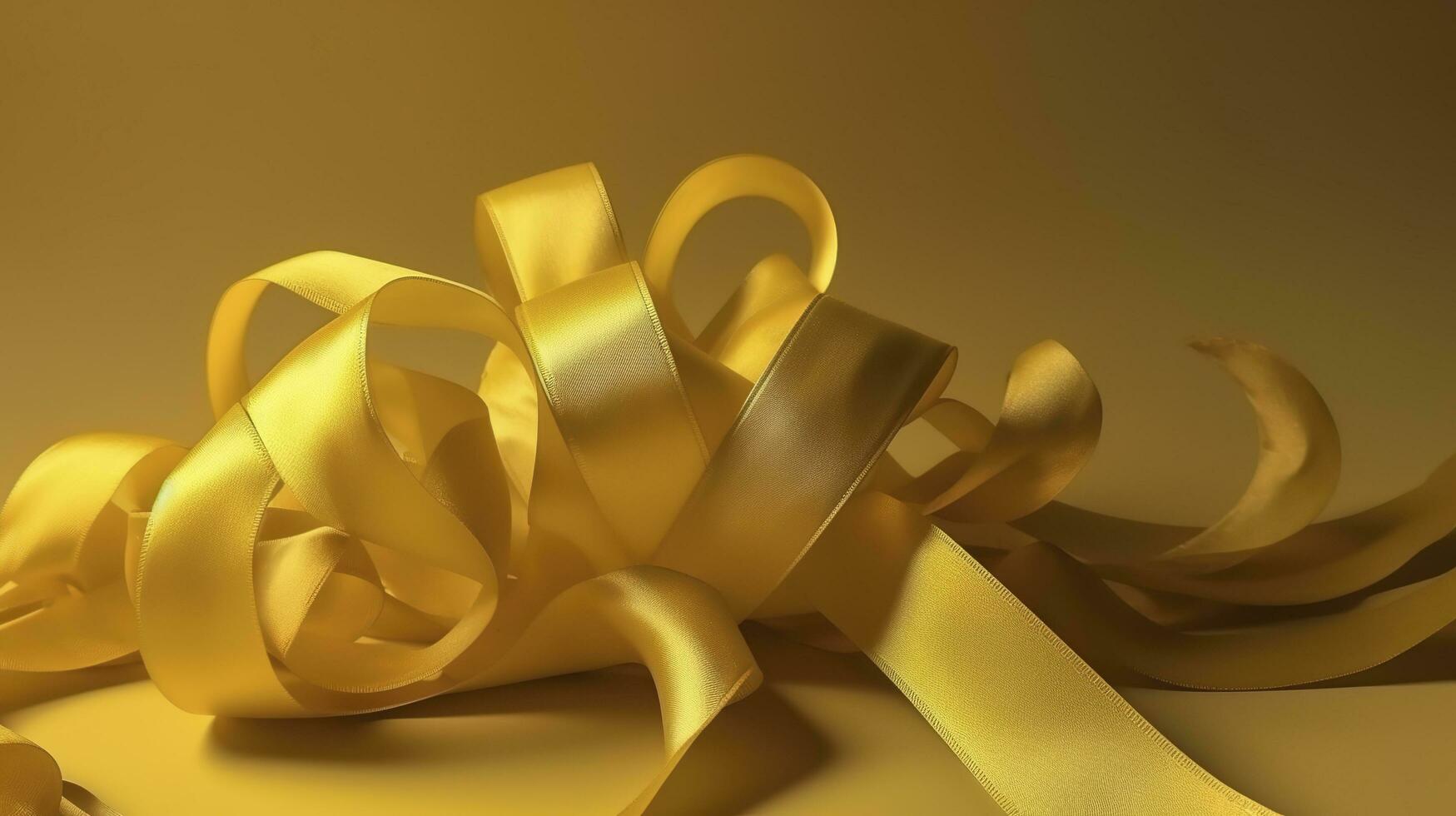 a yellow ribbon is placed on a yellow background, in the style of ultrafine detail, exciting texture, generate ai photo