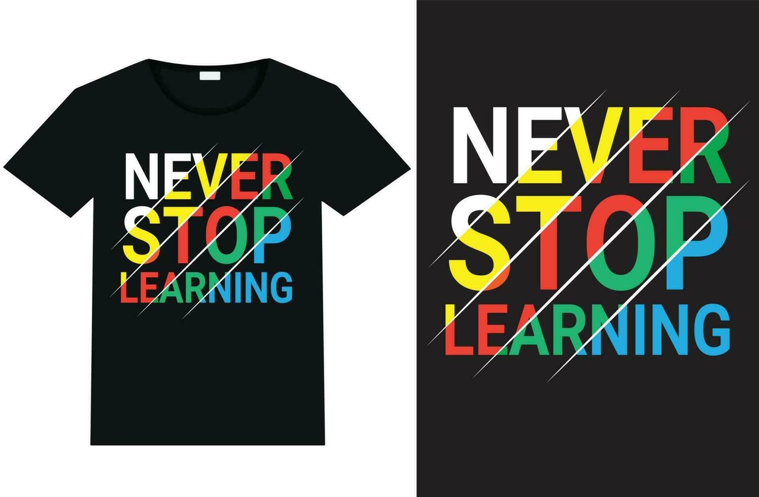 Nunca detener aprendizaje tipografía t camisa diseño vector