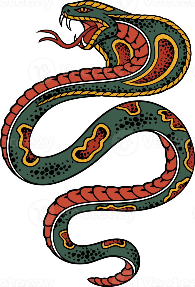 antiguo colegio estilo tatuaje cobra serpiente diseño. png ilustración.