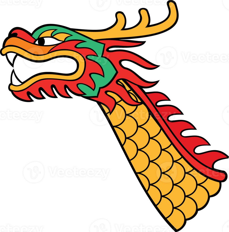 Asian Dragon Head PNG Illustration
