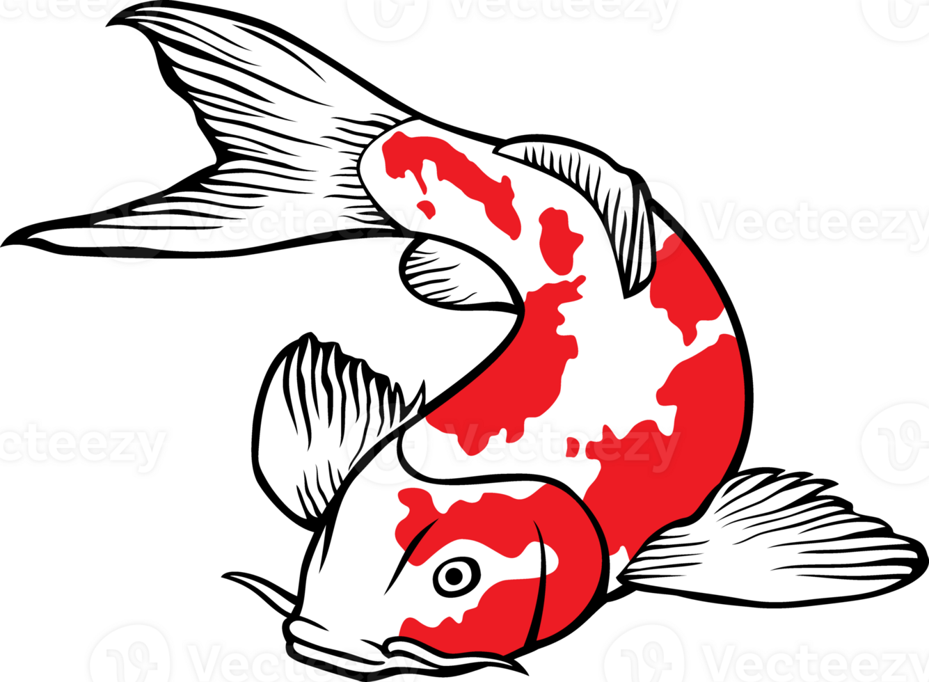 PNG Illustration of a Japanese or Chinese Inspired Koi Carp Fish