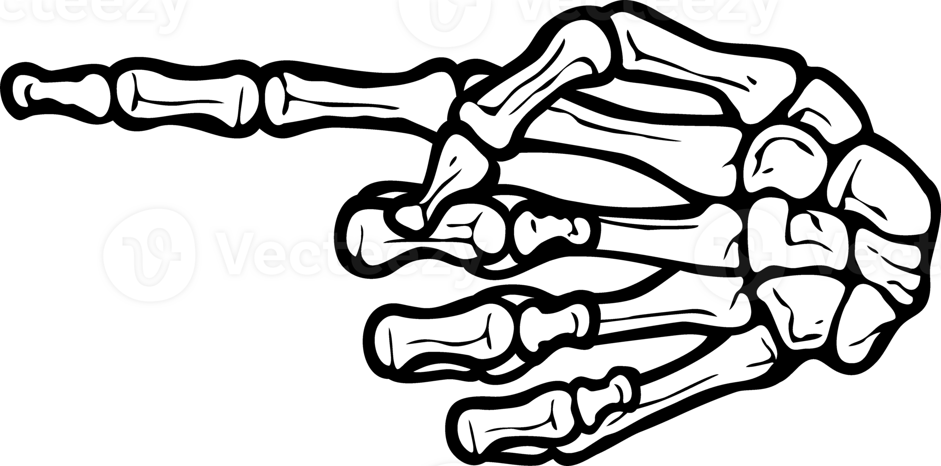 Skeleton Hand with Pointing Finger. PNG Illustration.