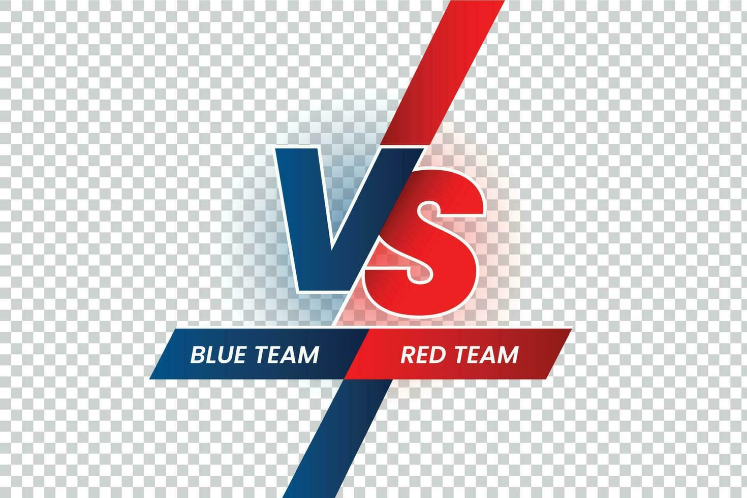versus duelo titular. batalla rojo vs azul equipo marco, juego partido competencia y equipos confrontación aislado vector ilustración