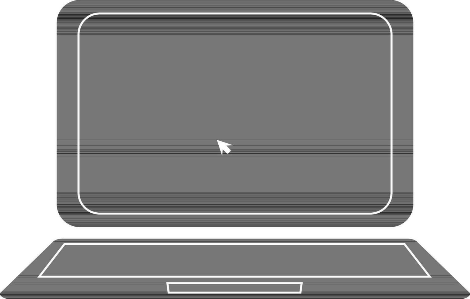 black and white laptop in flat style. vector