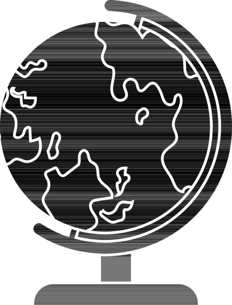 Earth globe in black and white color. vector