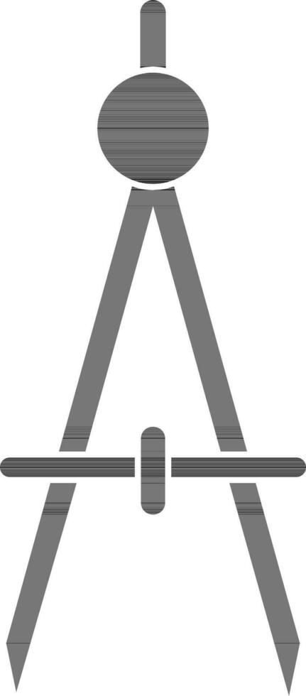 Drawing compass in black and white color. vector