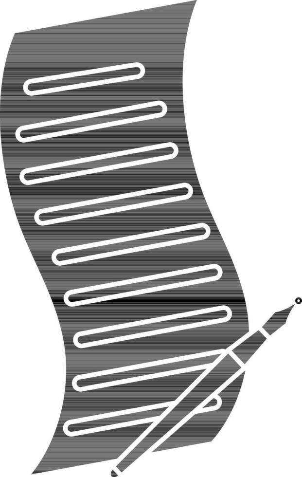 Paper with pencil in black and white color. vector