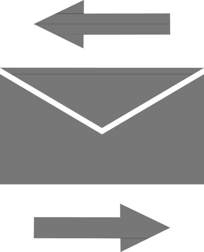 Flat style sending envolope in black and white color. vector