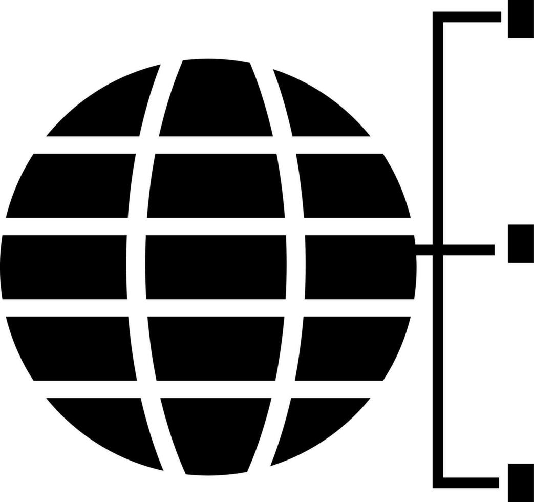 Network connection with globe in black and white color. vector
