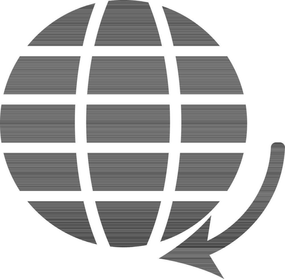Arrow around earth globe in black and white color. vector