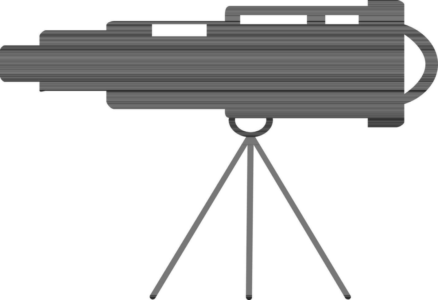 Black telescope on white background. vector