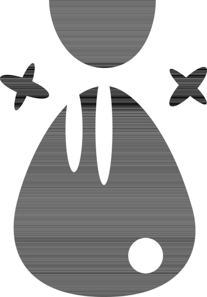 Black and white money bag in flat style. vector