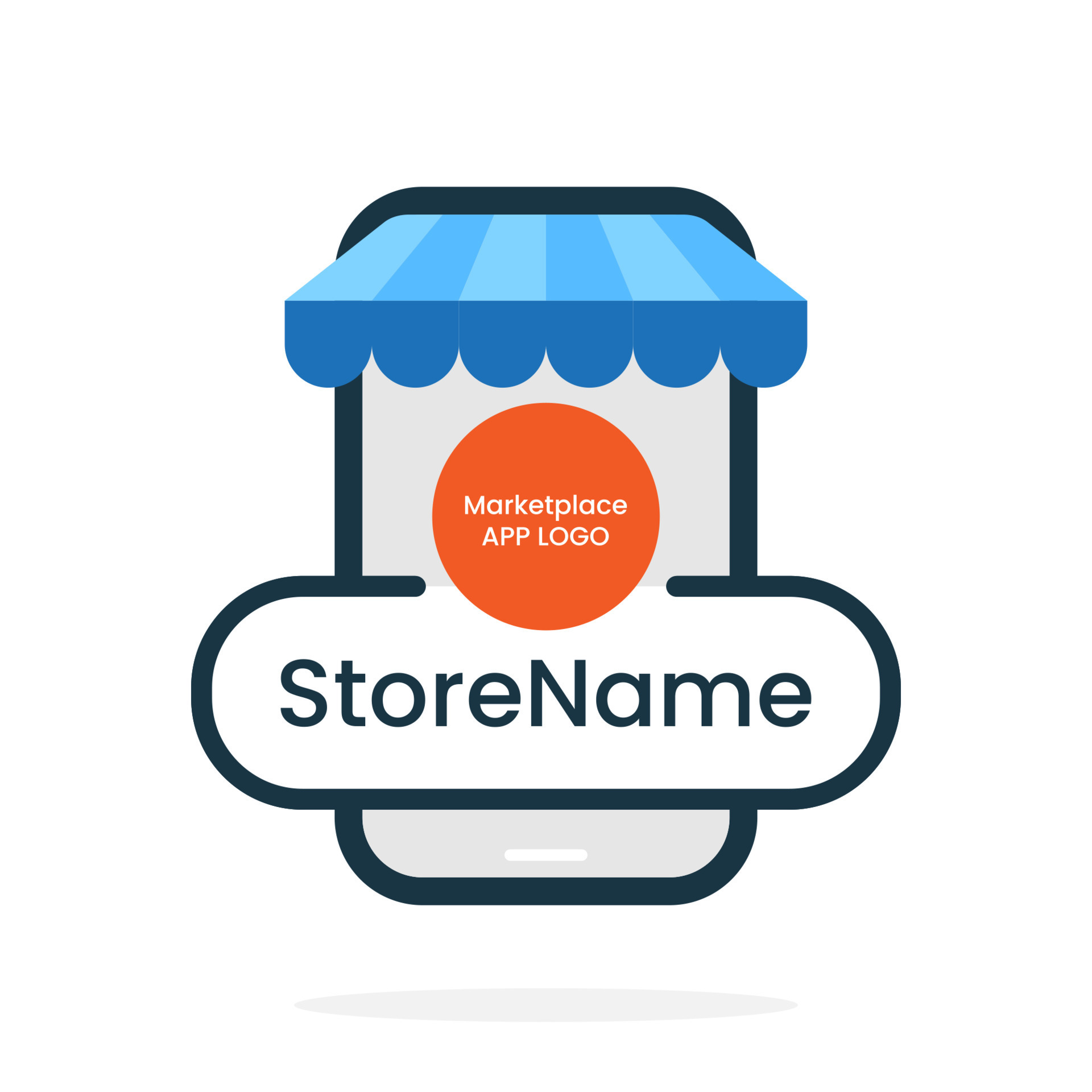 online store name template on mobile app marketplace concept