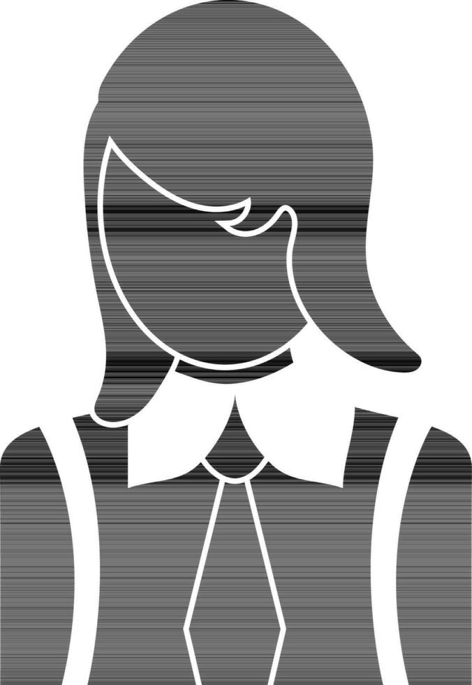 personaje de un sin rostro niña en negro y blanco color. vector