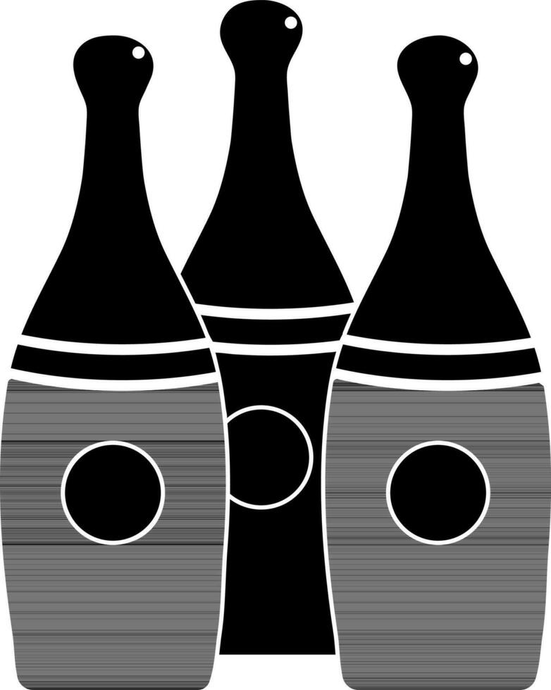 black and white bowling pin in flat style. vector