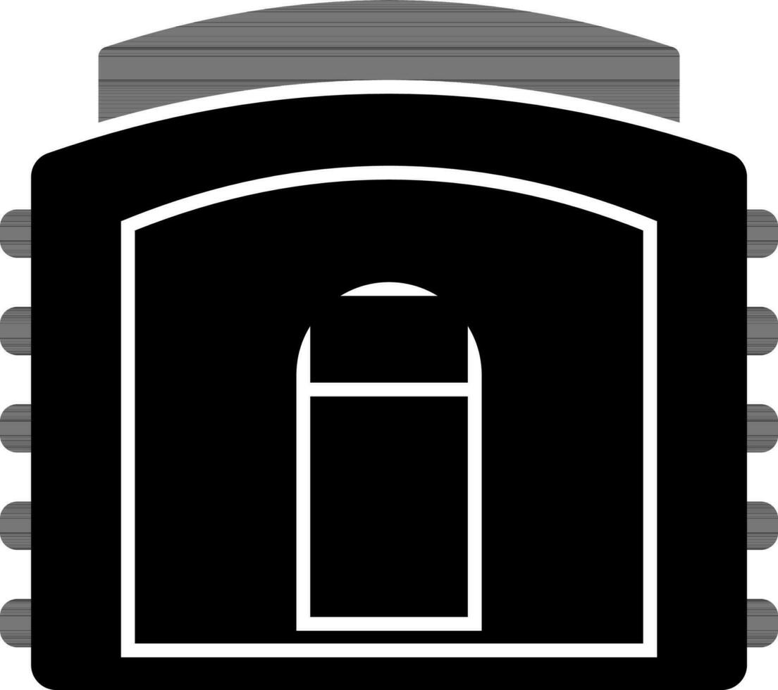 Black and white building in flat style. vector