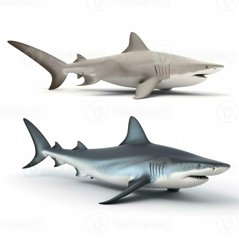 sharks isolated on white background, generate ai photo